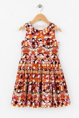 Emilio Pucci Junior Kids Kaleidoscope Geometric Pleated Dress Size 8